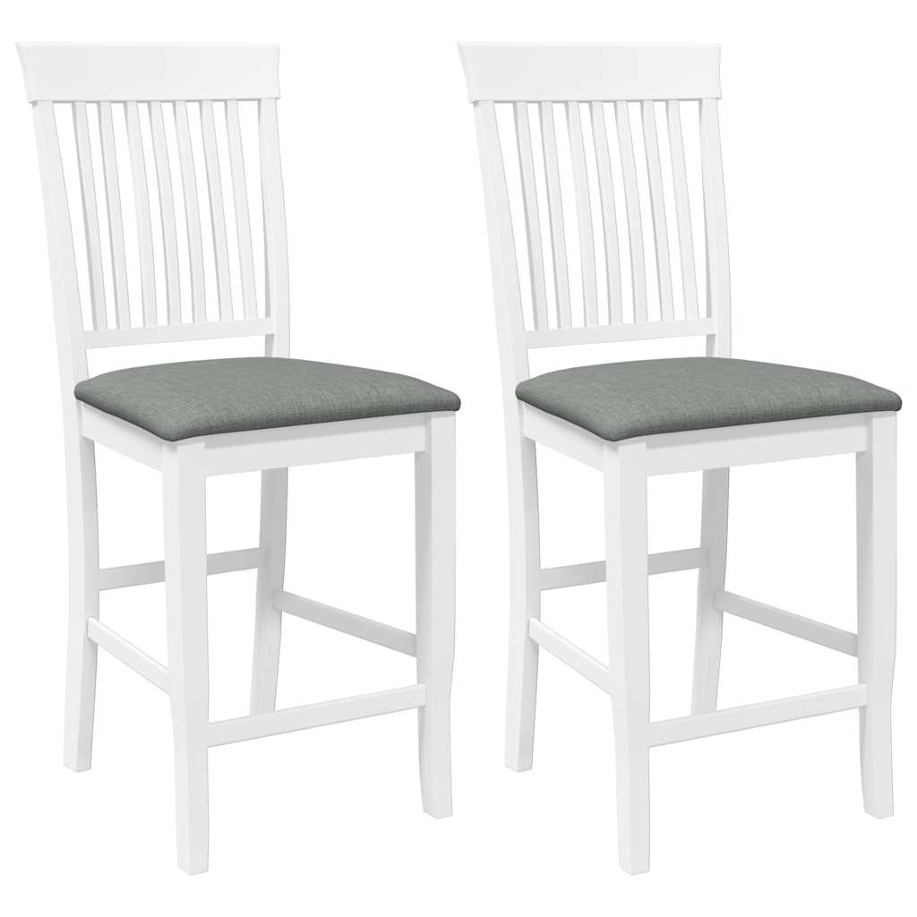 barstole med hynder 2 stk. massivt gummitræ hvid