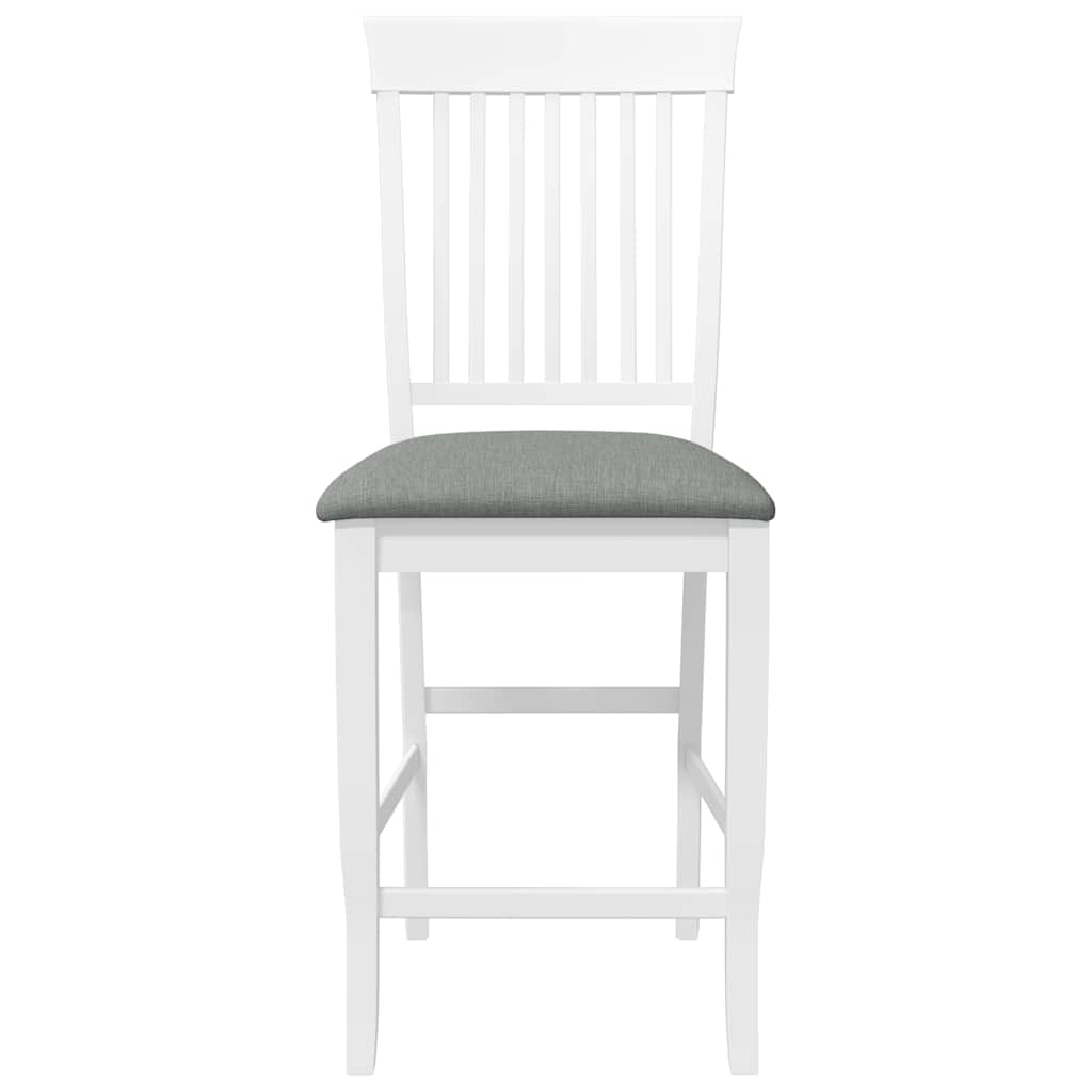 barstole med hynder 2 stk. massivt gummitræ hvid