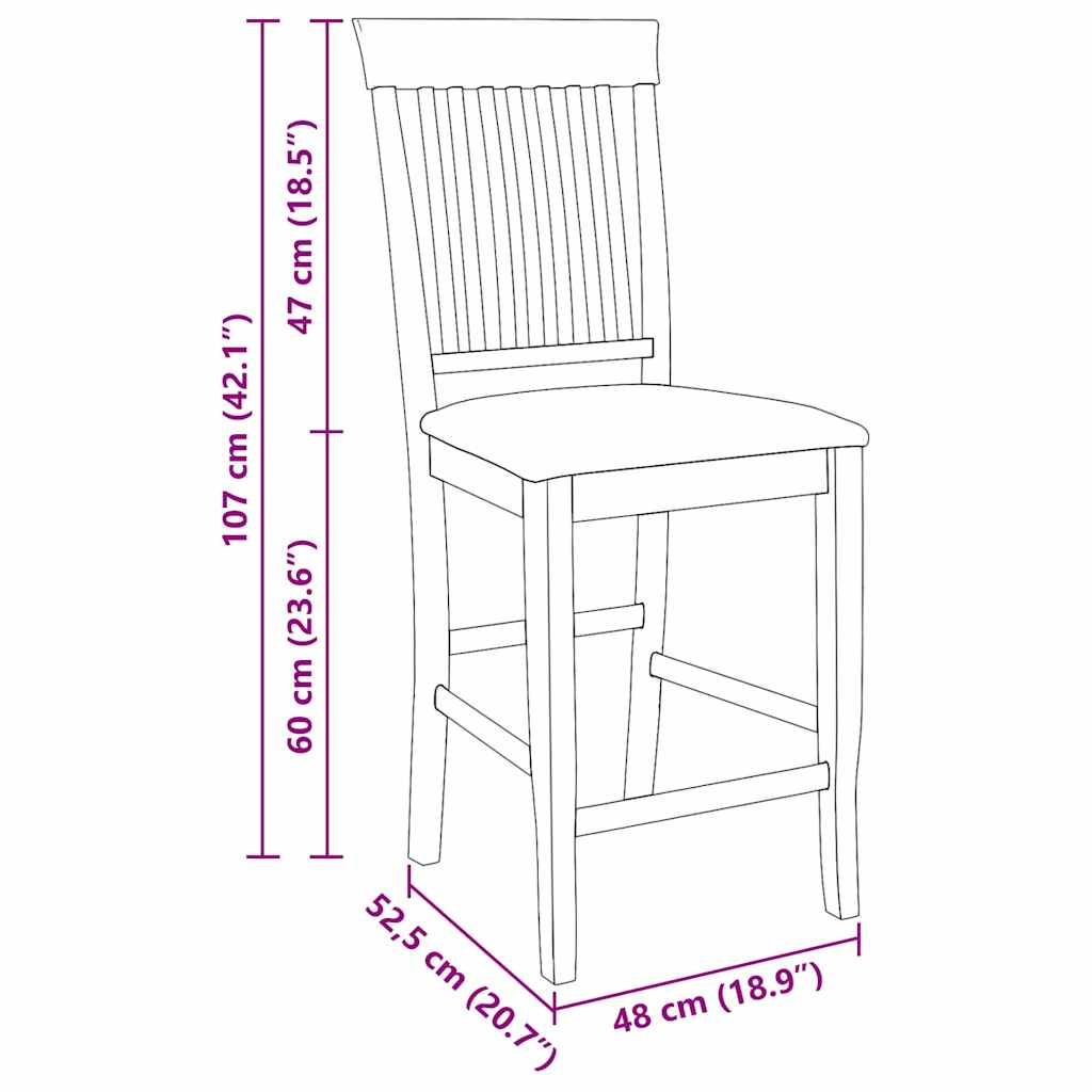 barstole 2 stk. massivt gummitræ hvid