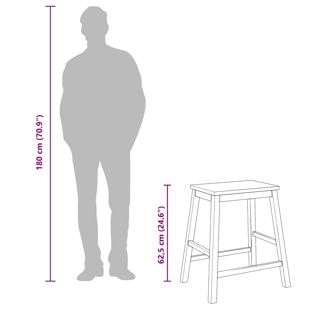 barstole 2 stk. massivt gummitræ