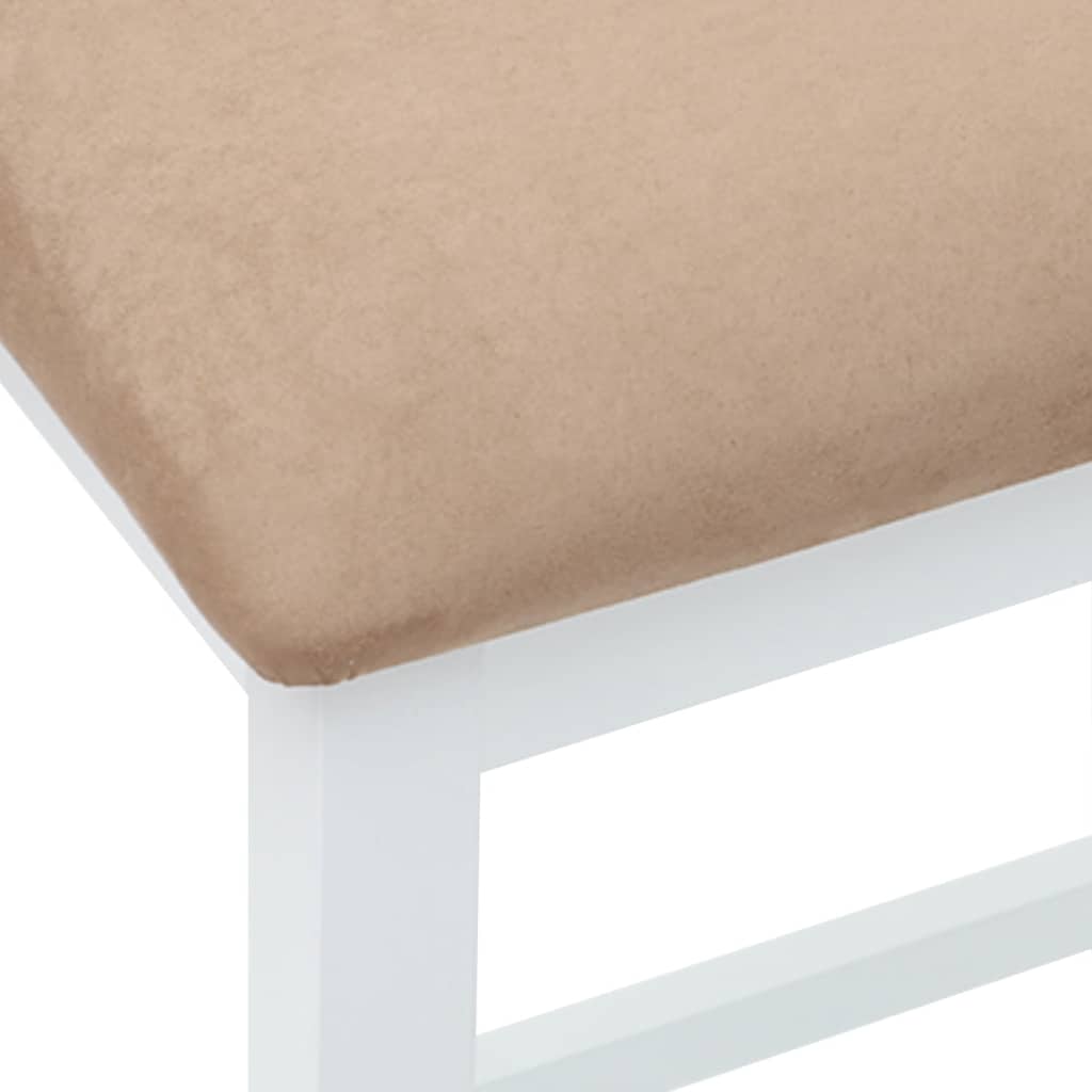 barstole med hynder 2 stk. massivt gummitræ hvid