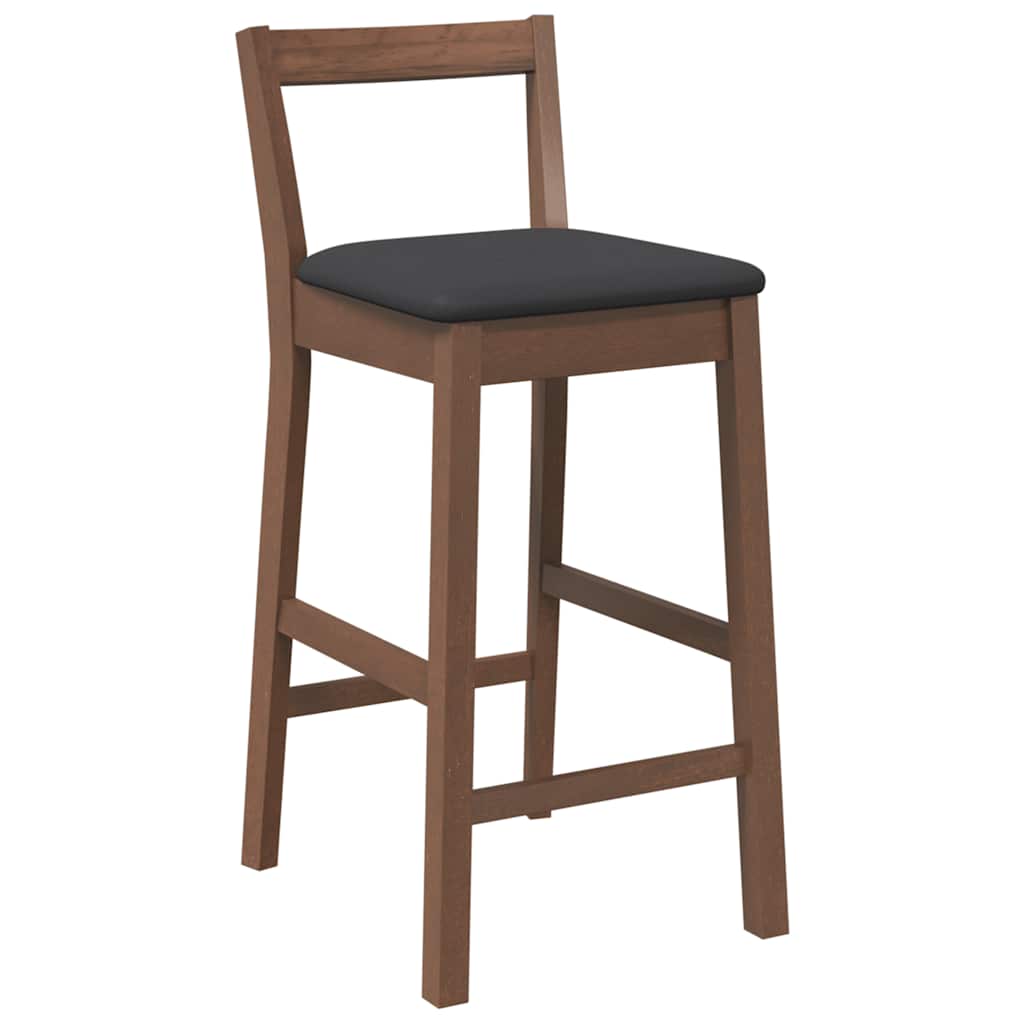 barstole med hynder 2 stk. massivt gummitræ brun