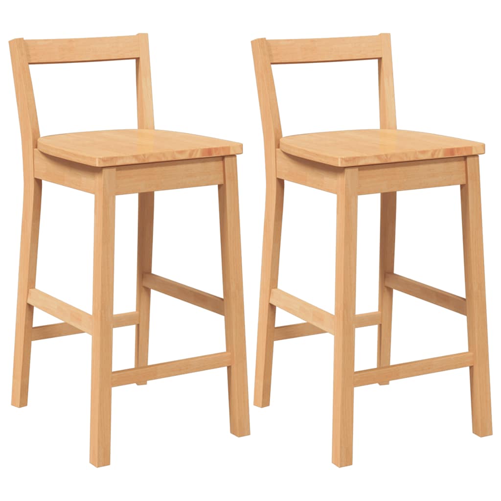 barstole 2 stk. massivt gummitræ naturfarvet