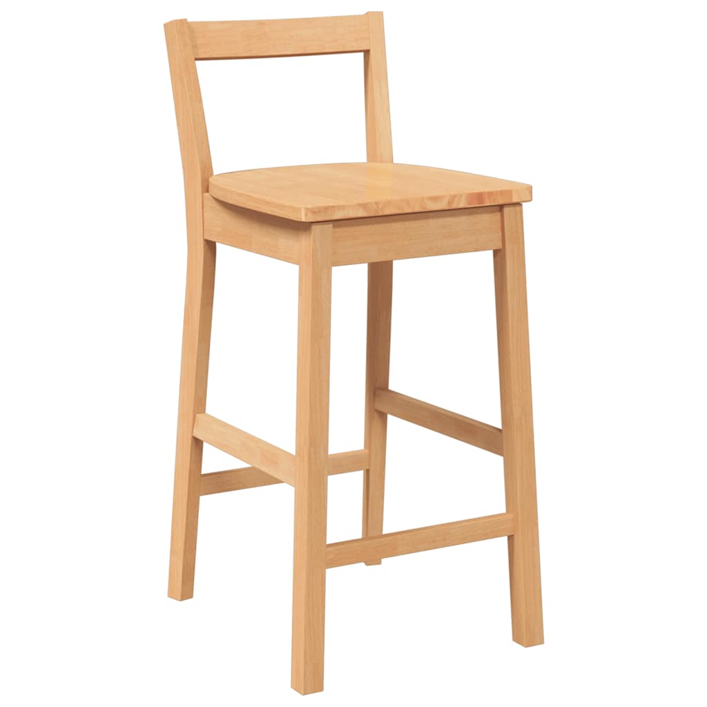 barstole 2 stk. massivt gummitræ naturfarvet