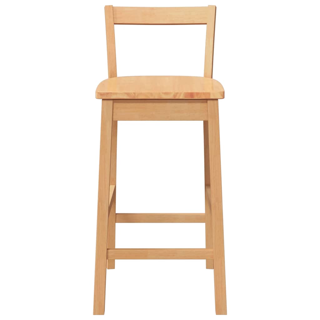 barstole 2 stk. massivt gummitræ naturfarvet
