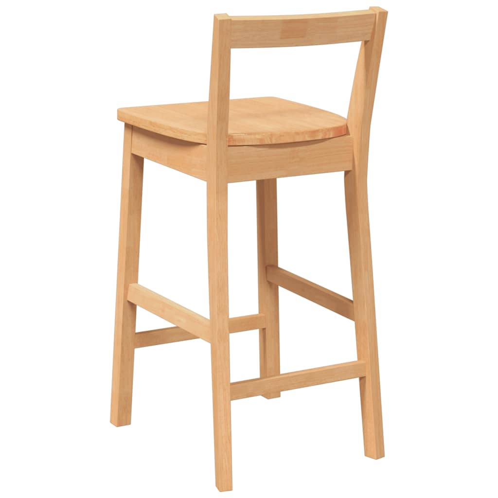 barstole 2 stk. massivt gummitræ naturfarvet