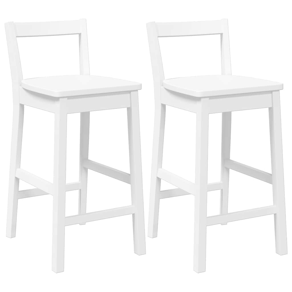 barstole 2 stk. massivt gummitræ hvid