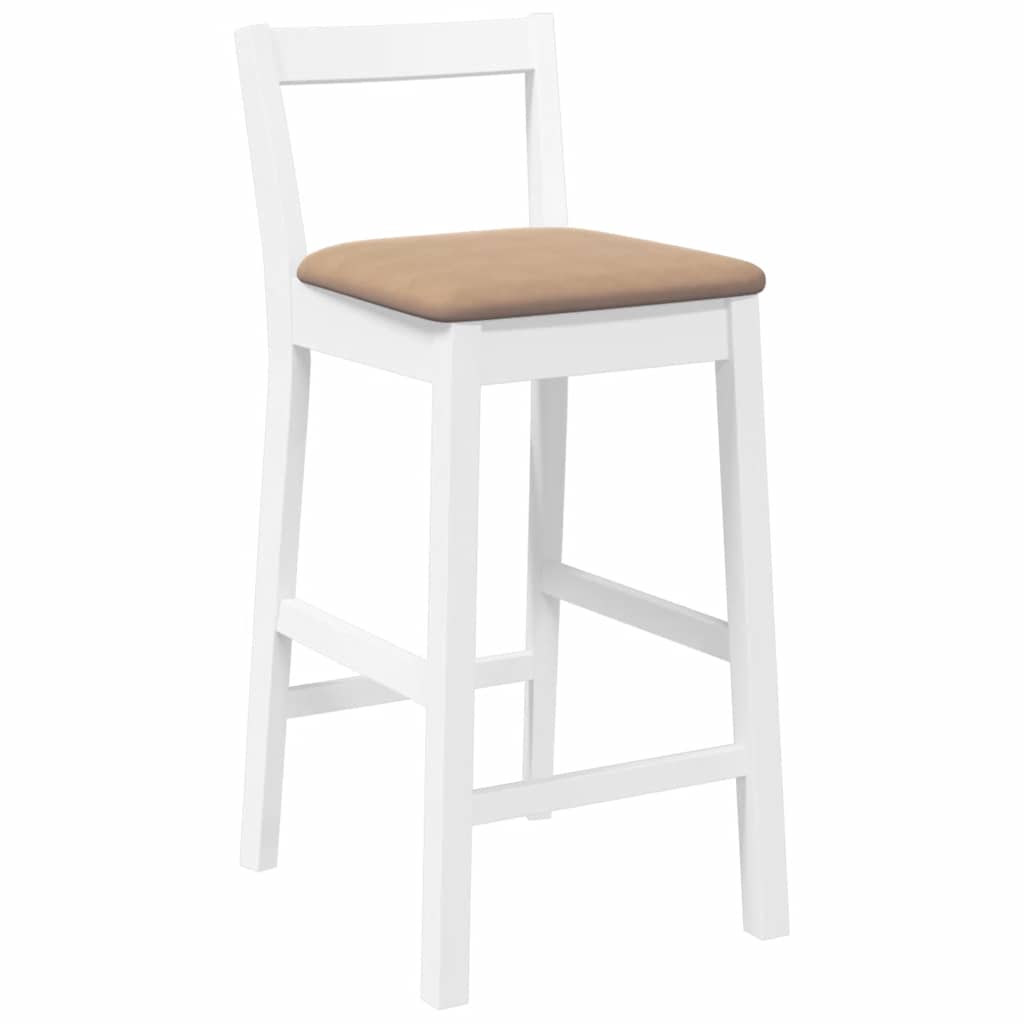 barstole med hynder 2 stk. massivt gummitræ hvid