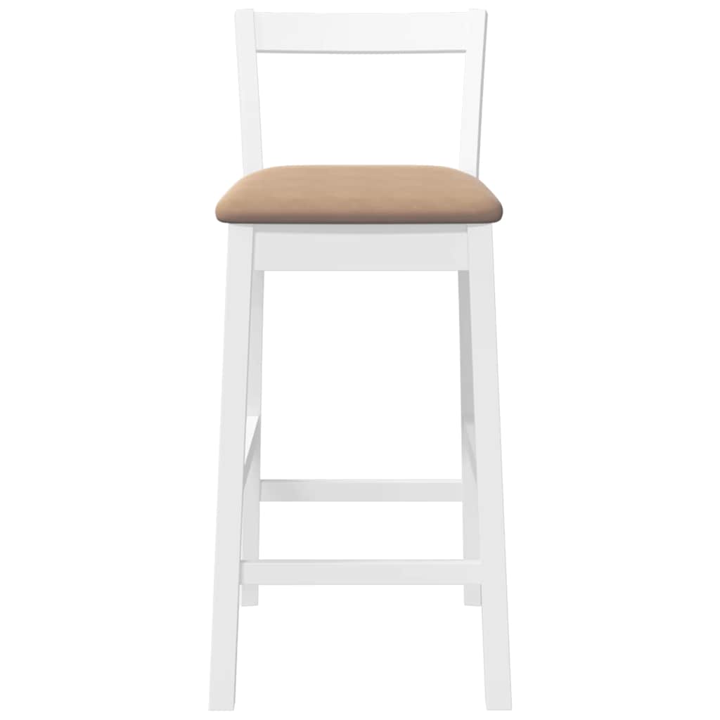 barstole med hynder 2 stk. massivt gummitræ hvid