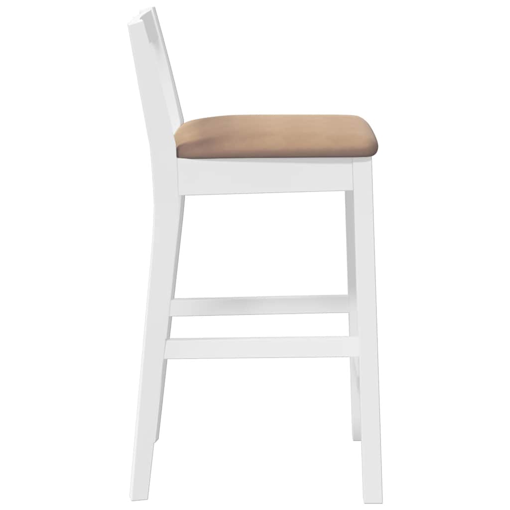 barstole med hynder 2 stk. massivt gummitræ hvid