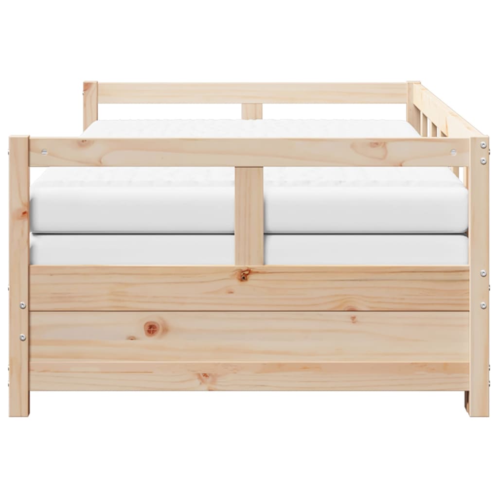daybed med udtræk og madrasser 90x190 cm massivt fyrretræ