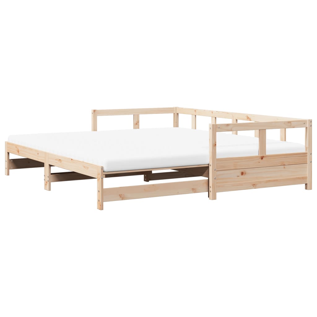 daybed med udtræk og madrasser 90x190 cm massivt fyrretræ