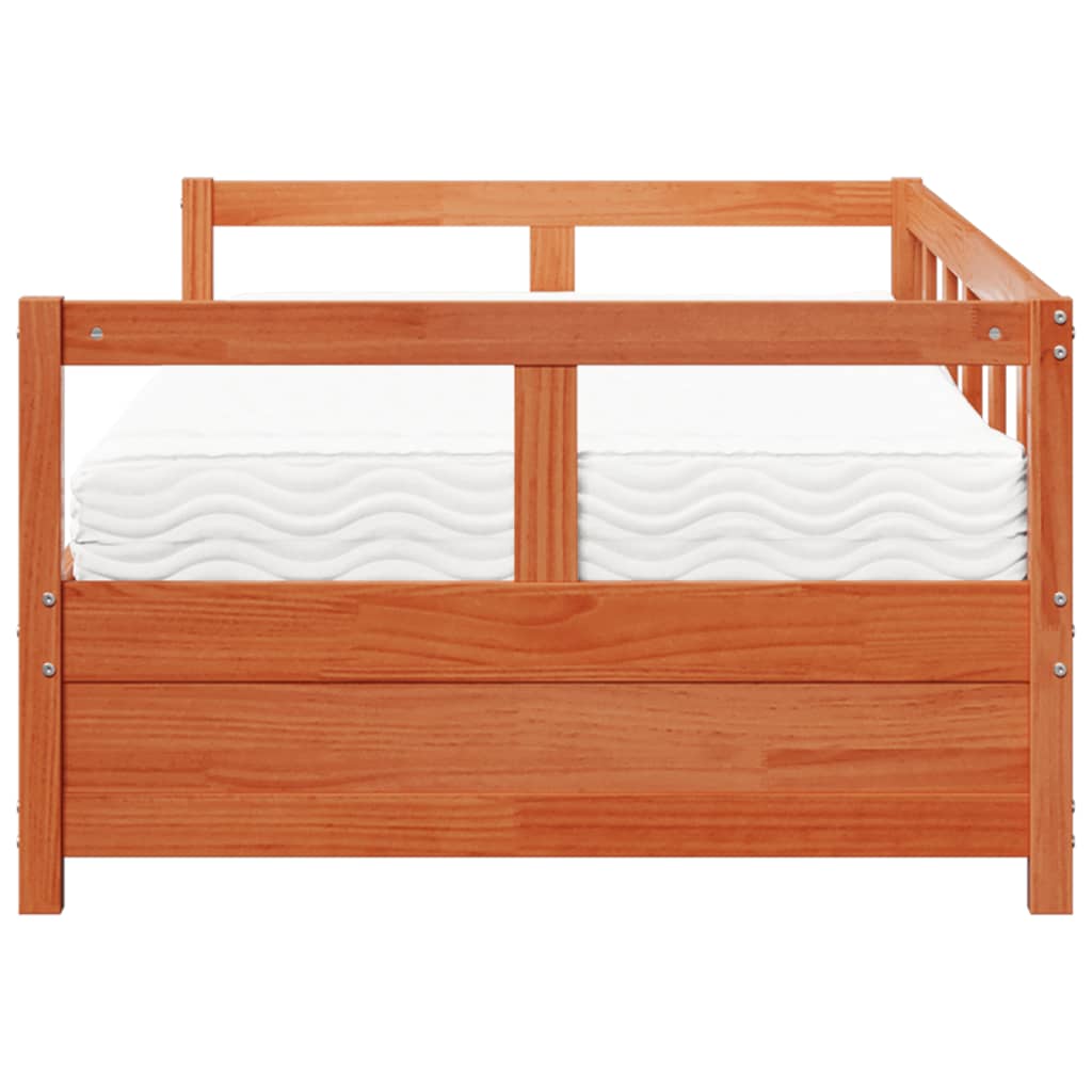 daybed med madras 80x200 cm massivt fyrretræ gyldenbrun