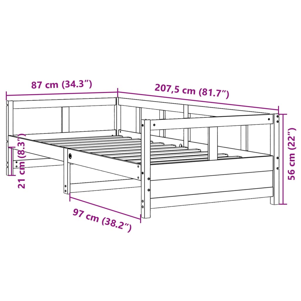 daybed med madras 80x200 cm massivt fyrretræ gyldenbrun