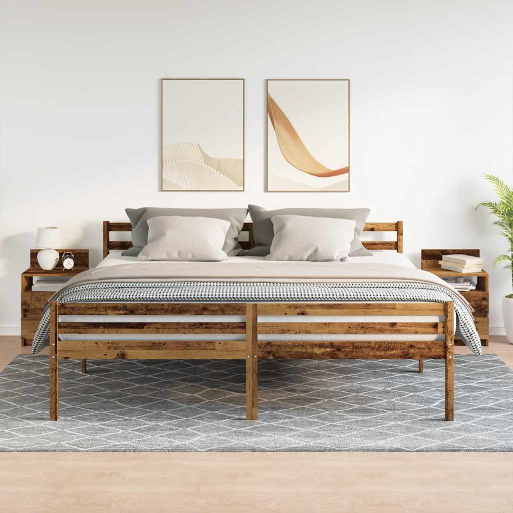 sengeborde 2 stk. med 2 skuffer 40x33x60 cm antikt træ - Flotthjem