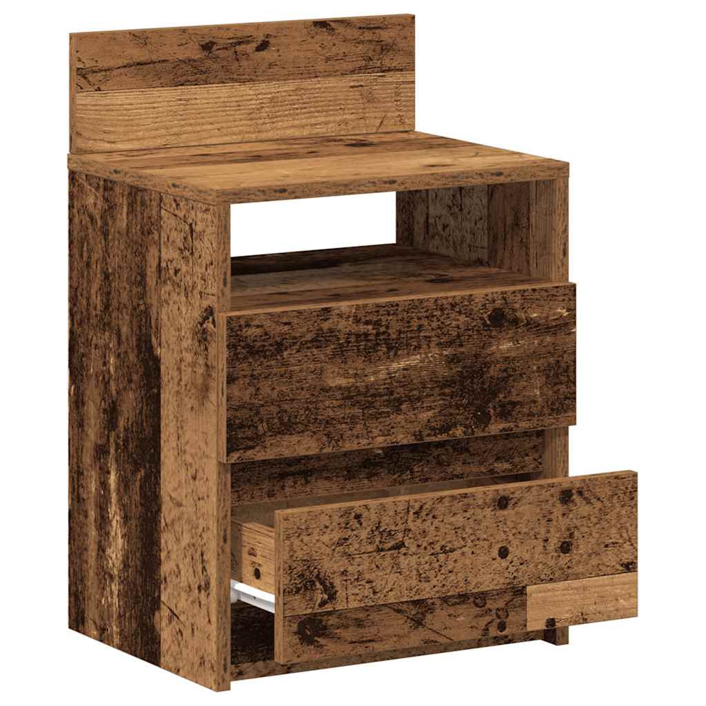sengeborde 2 stk. med 2 skuffer 40x33x60 cm antikt træ - Flotthjem