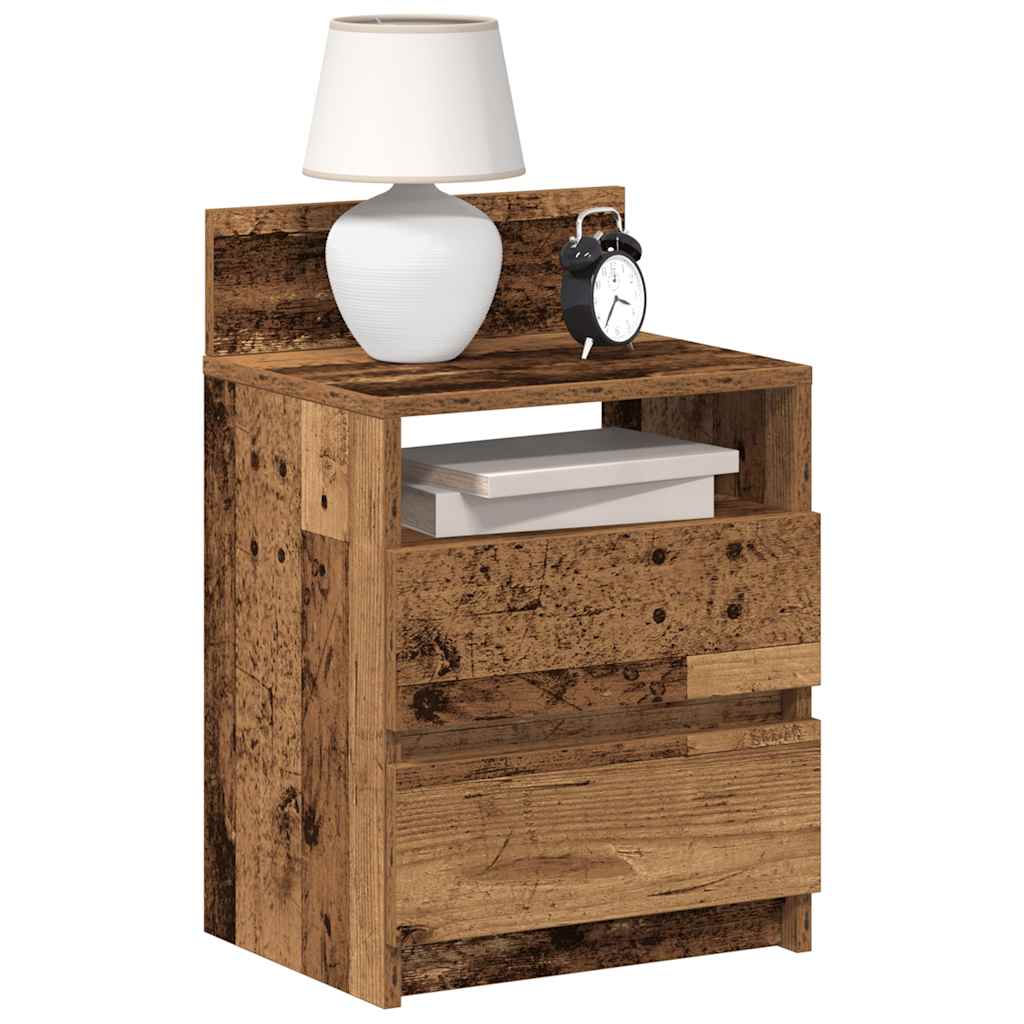 sengeborde 2 stk. med 2 skuffer 40x33x60 cm antikt træ - Flotthjem