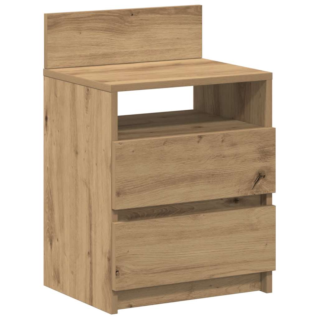 sengebord med 2 skuffer 40x33x60 cm kunsteg - Flotthjem