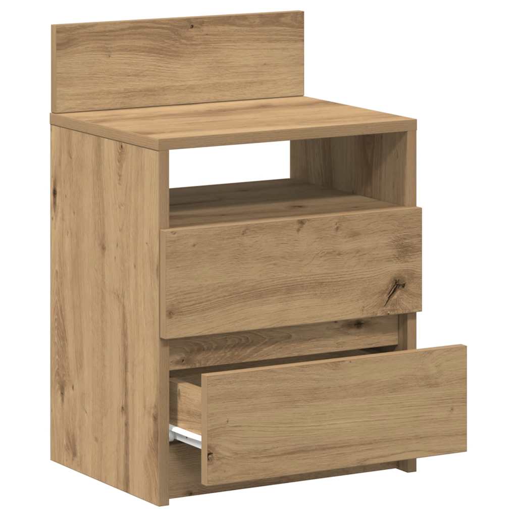 sengebord med 2 skuffer 40x33x60 cm kunsteg - Flotthjem