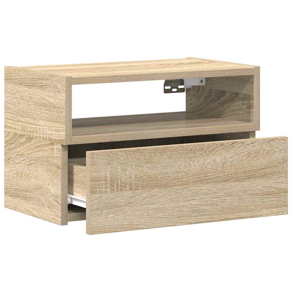 væghængte sengeborde 2 stk. 45x26x28,5 cm sonoma-eg - Flotthjem