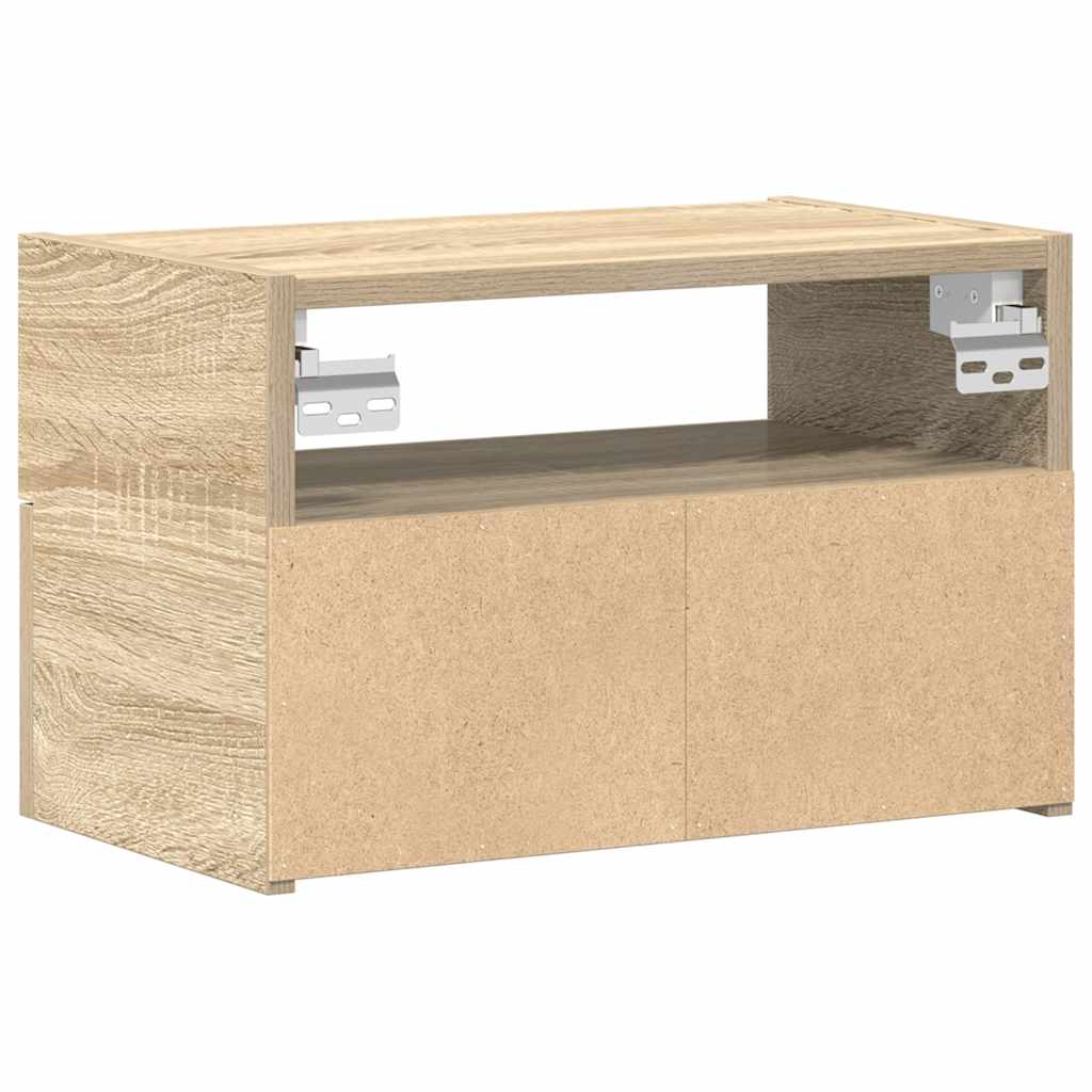 væghængte sengeborde 2 stk. 45x26x28,5 cm sonoma-eg - Flotthjem