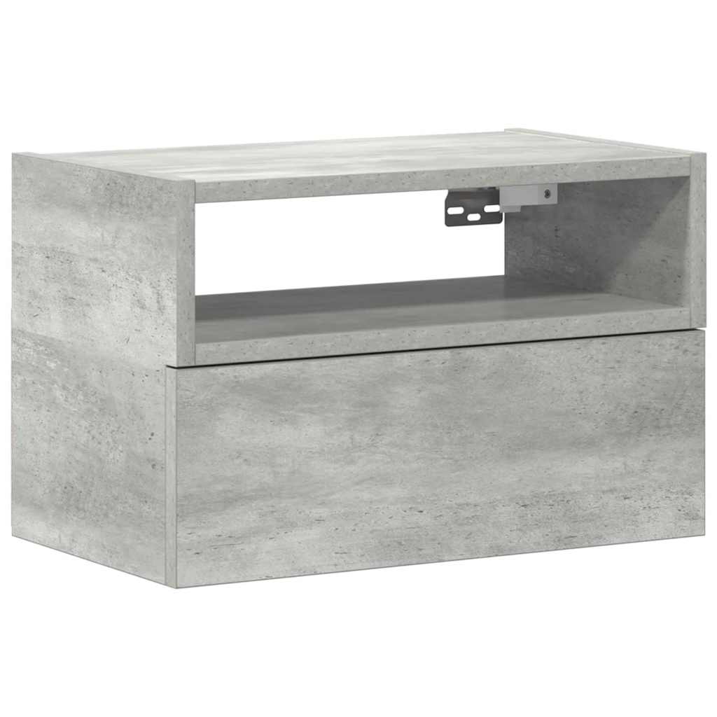 væghængt sengebord 45x26x28,5 cm betongrå - Flotthjem