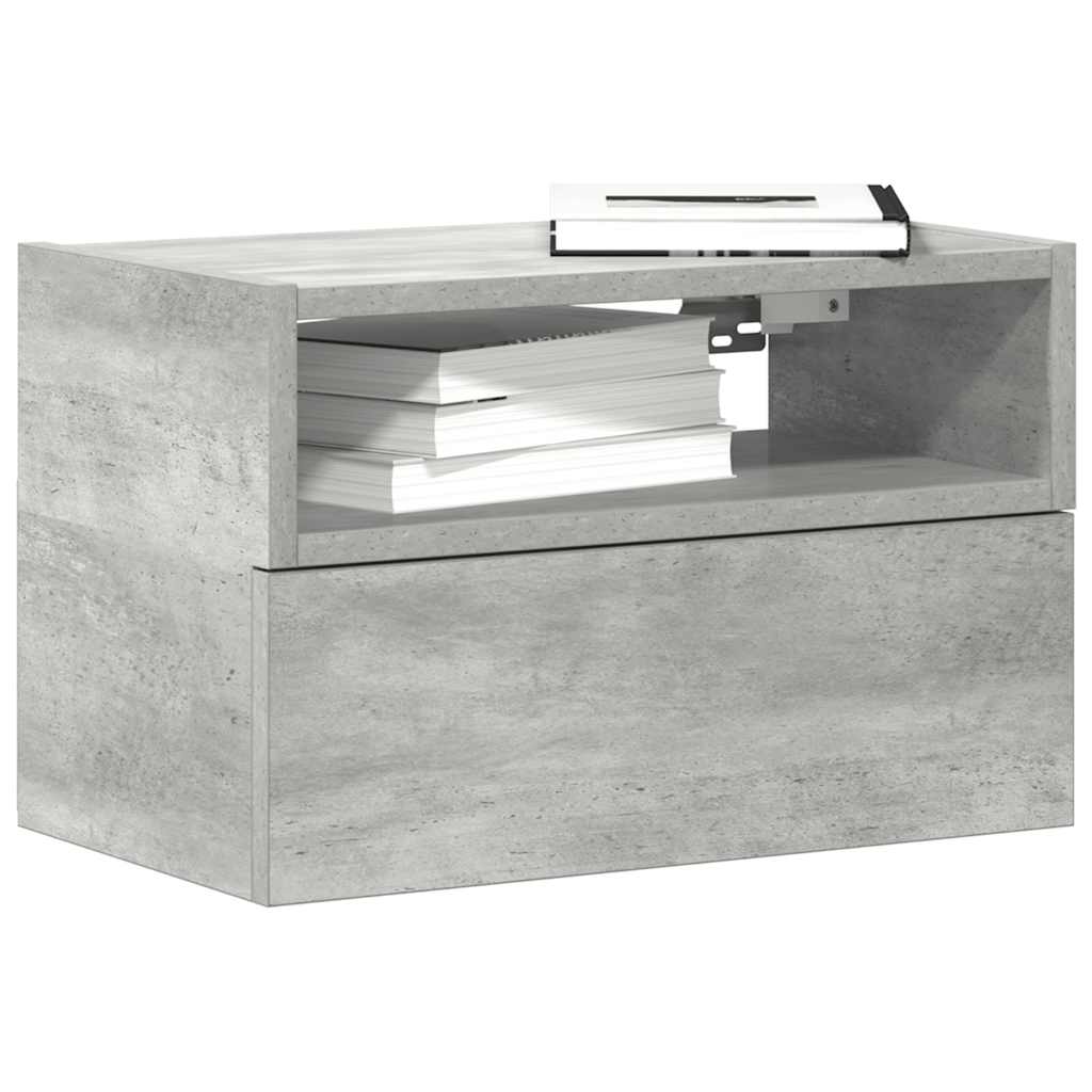 væghængt sengebord 45x26x28,5 cm betongrå - Flotthjem