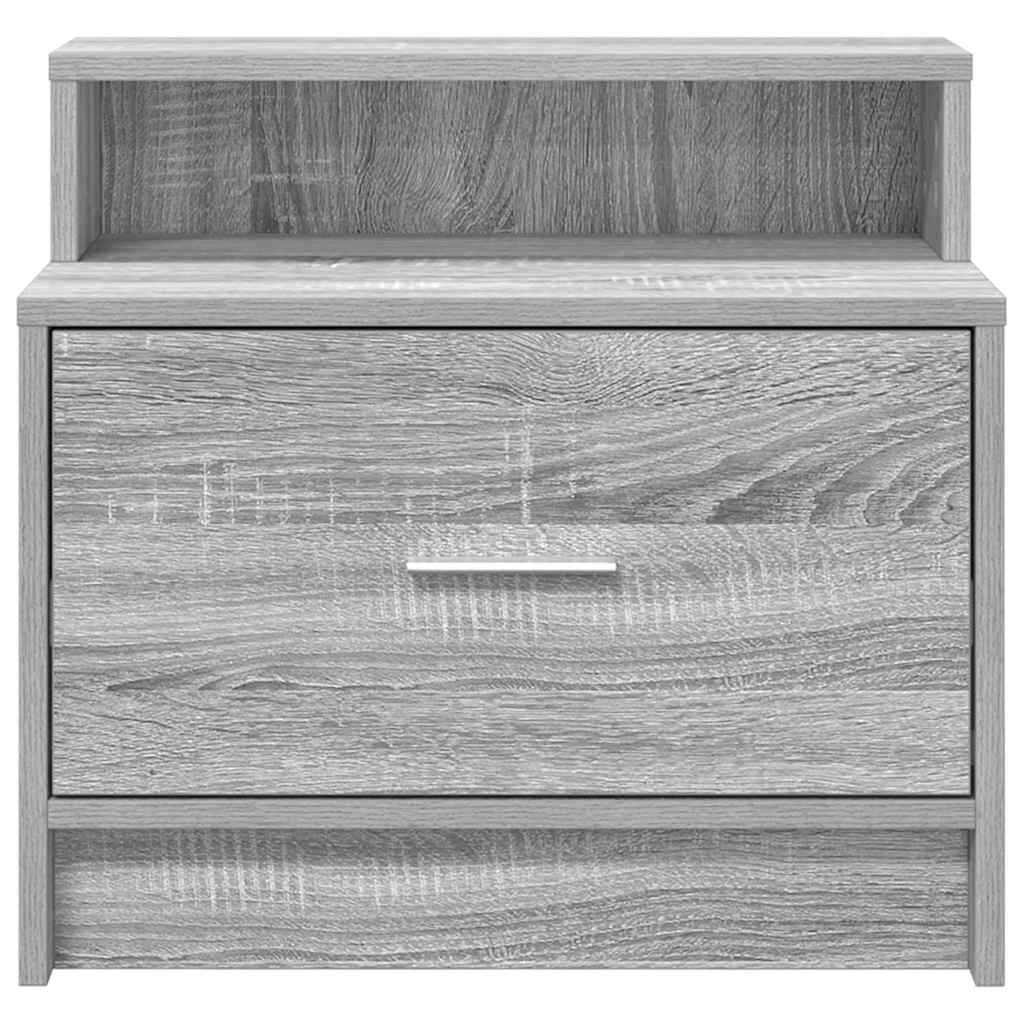 sengeborde med skuffe 2 stk. 51x31x47 cm grå sonoma-eg - Flotthjem