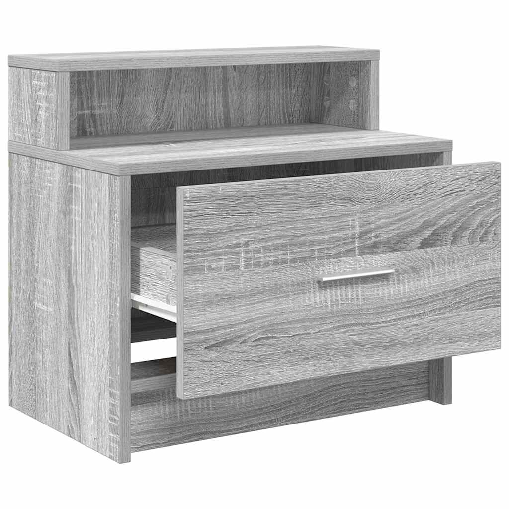 sengeborde med skuffe 2 stk. 51x31x47 cm grå sonoma-eg - Flotthjem