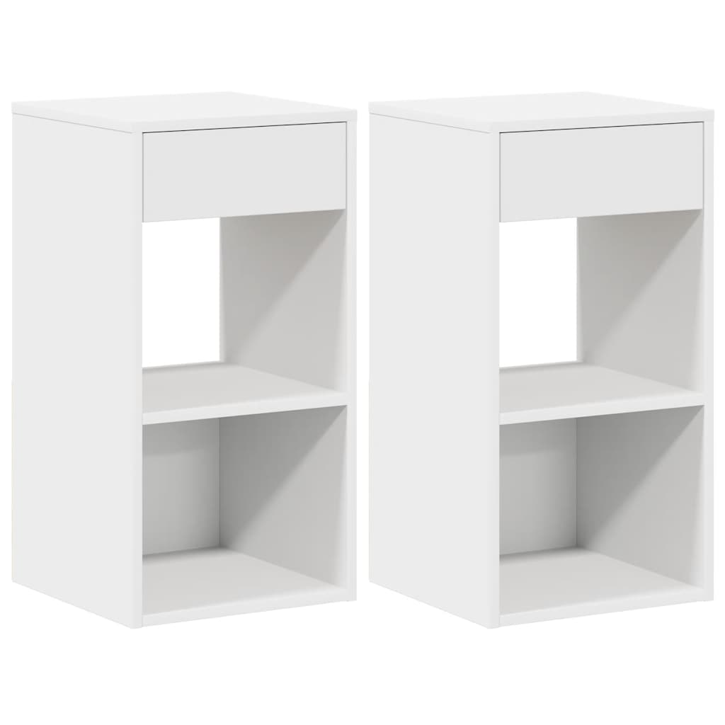 sengeborde med skuffe 2 stk. 35x34x66,5 cm hvid - Flotthjem