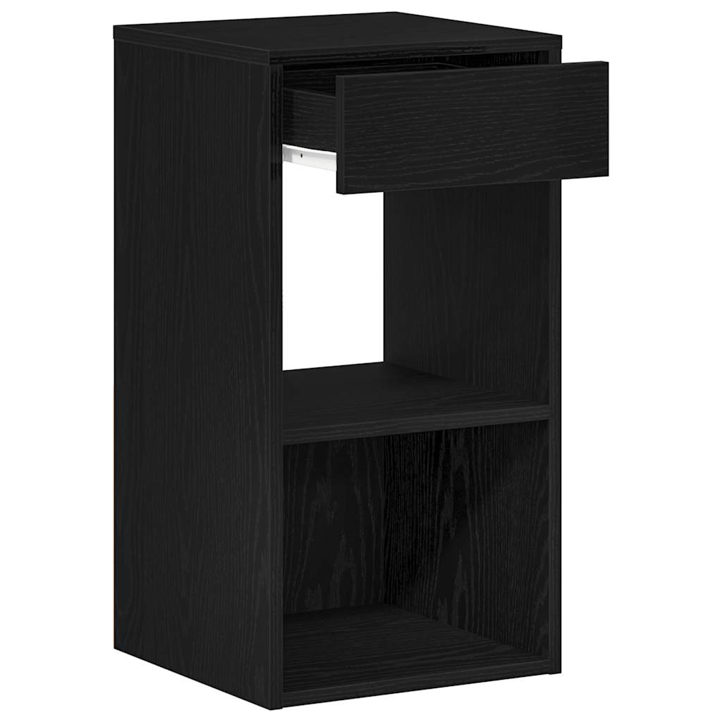 sengeborde med skuffe 2 stk. 35x34x66,5 cm sort-eg - Flotthjem