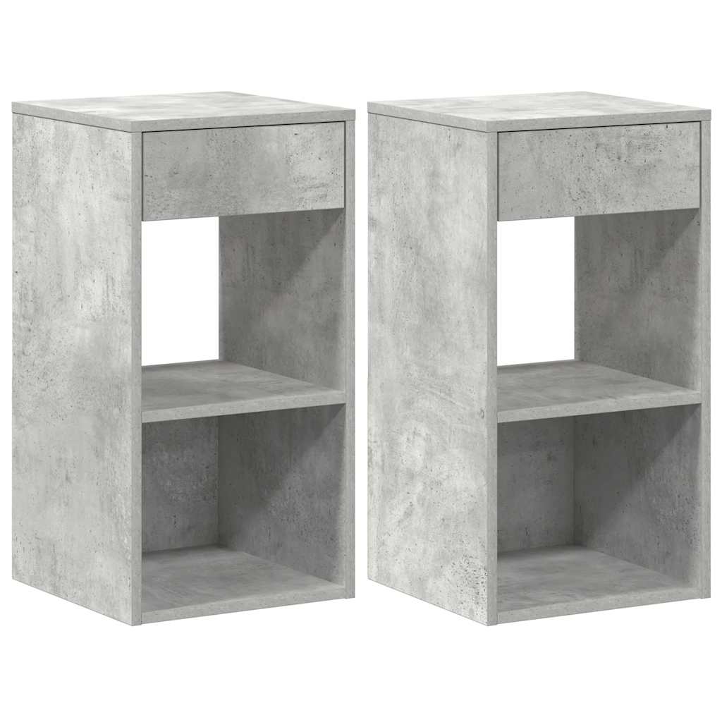 sengeborde med skuffe 2 stk. 35x34x66,5 cm betongrå - Flotthjem