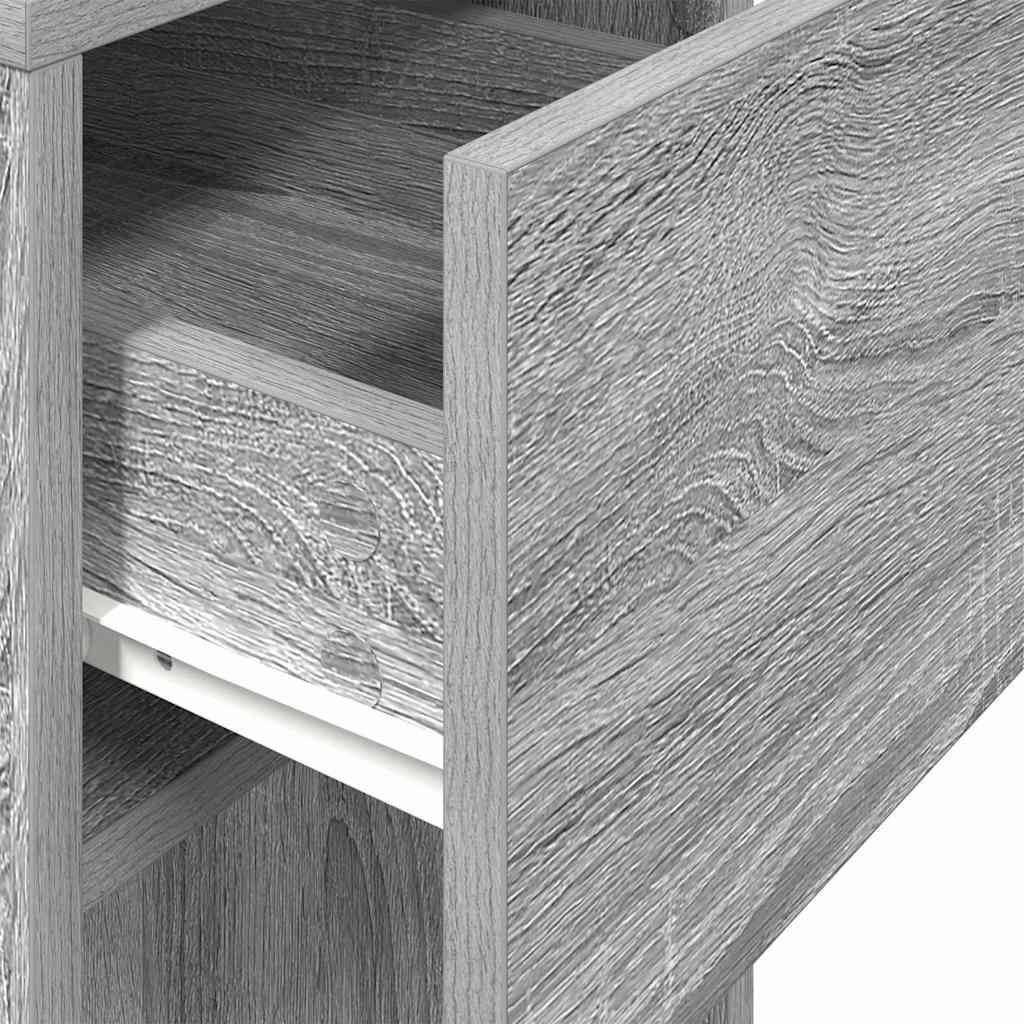 Computertårnstativ med skuffe 30x44x74 cm grå sonoma-eg