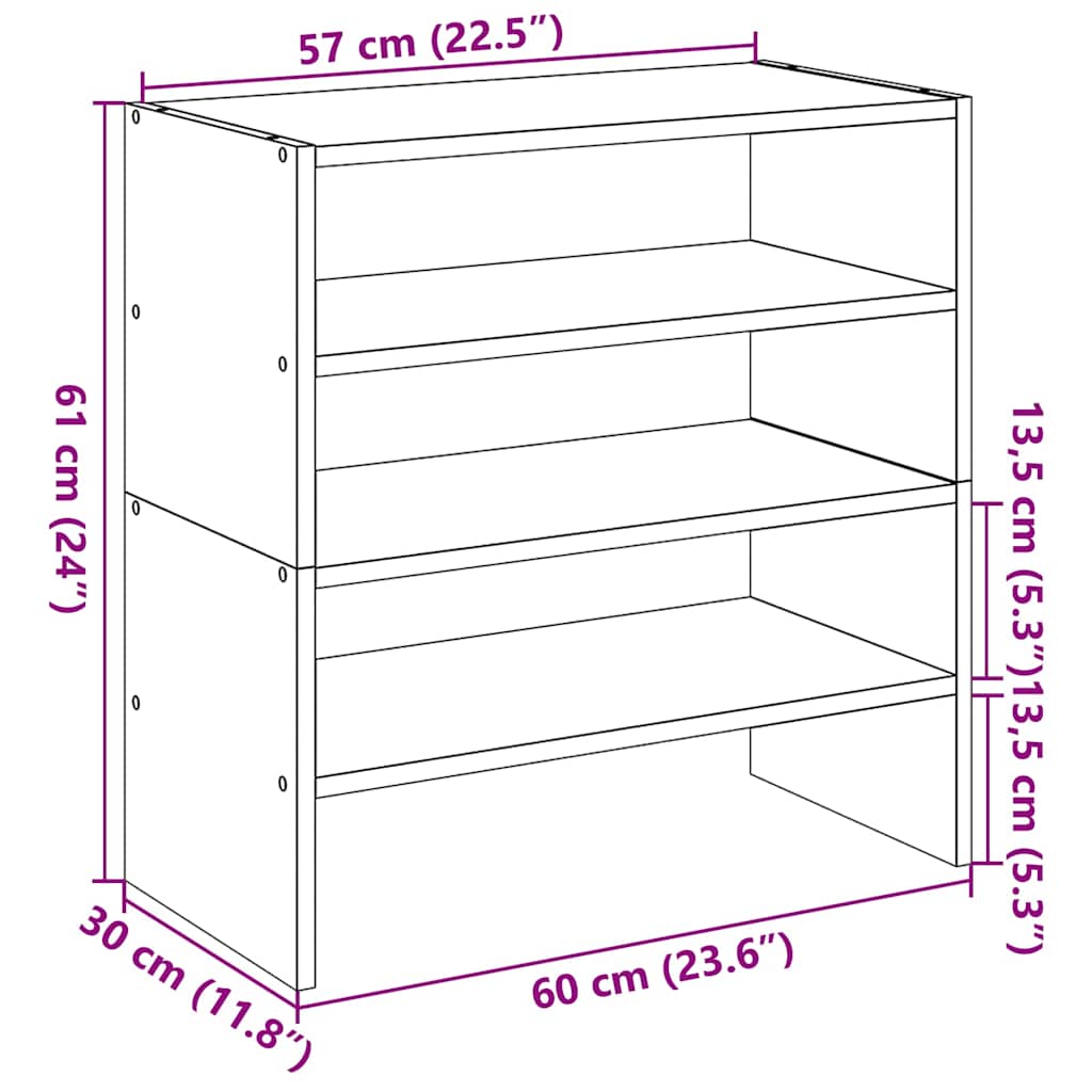 skostativer stabelbare 2 stk. 60x30x30,5 cm antikt træ