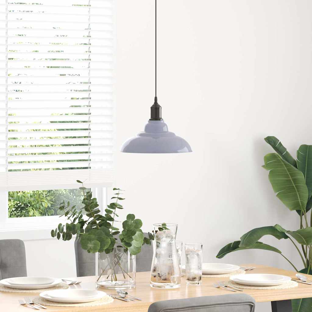 pendellampe højdejusterbar E27 Ø 31 cm metal glans grå