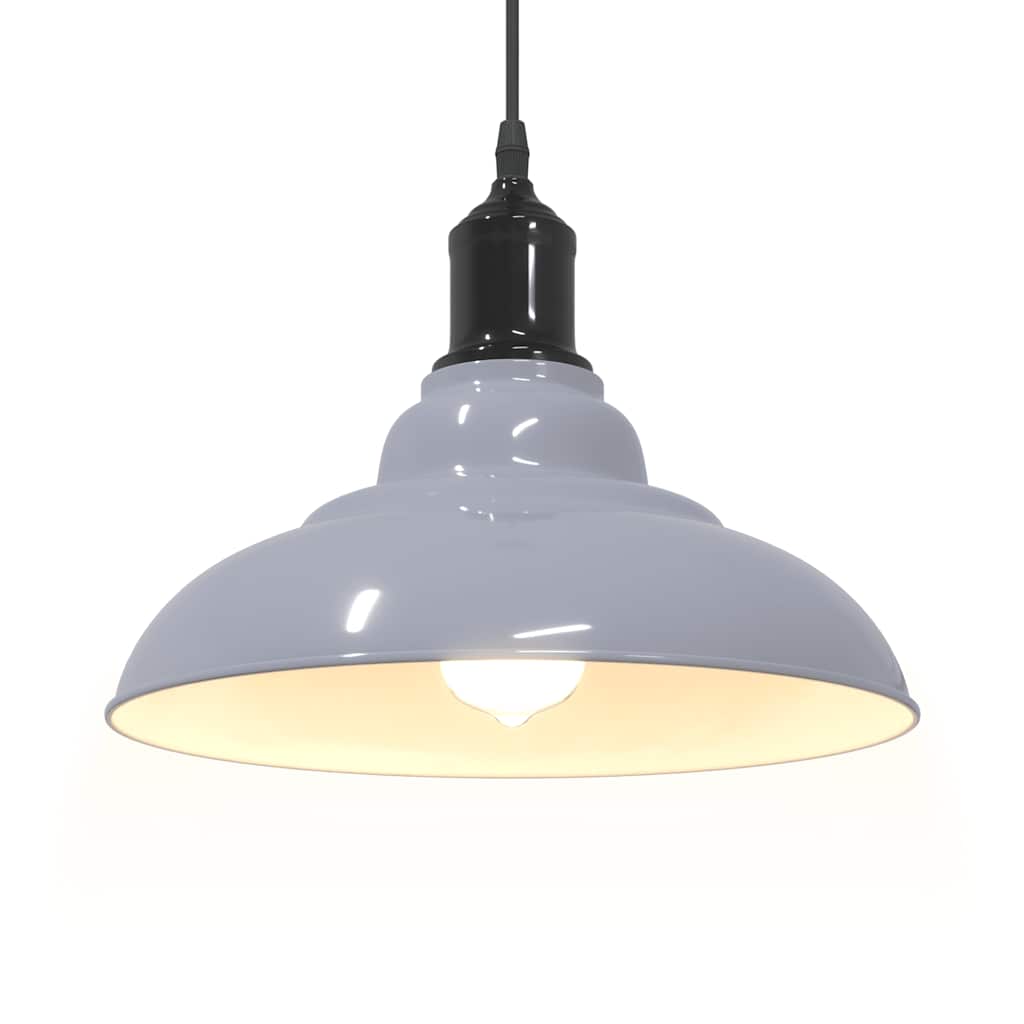 pendellampe højdejusterbar E27 Ø 31 cm metal glans grå
