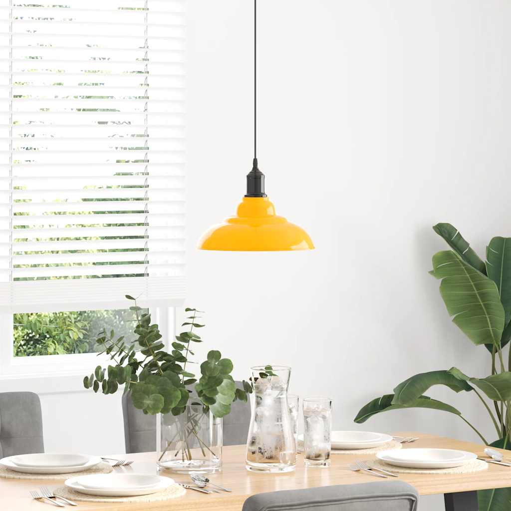 pendellampe højdejusterbar E27 Ø 31 cm metal glans gul