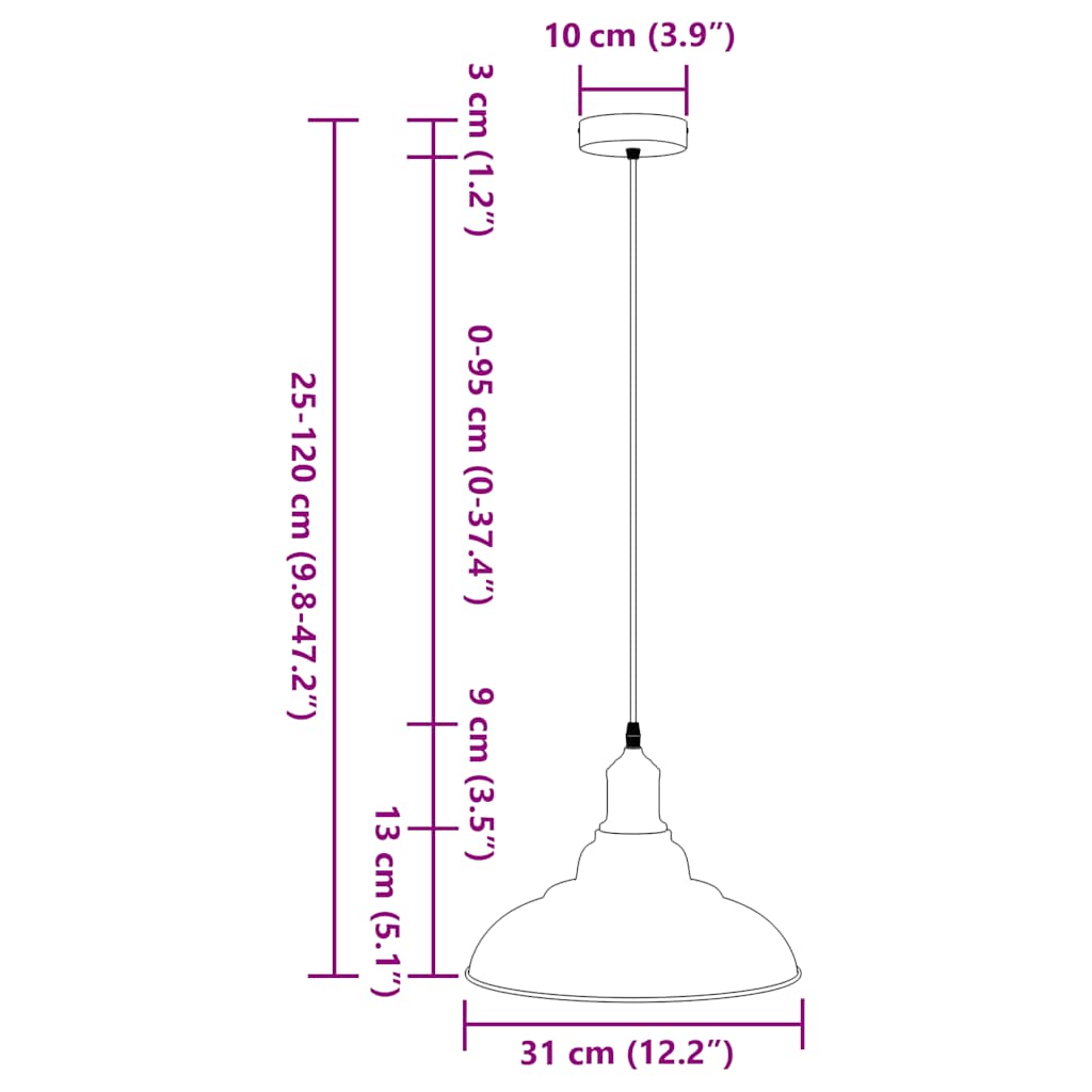 pendellampe højdejusterbar E27 Ø 31 cm metal glans gul