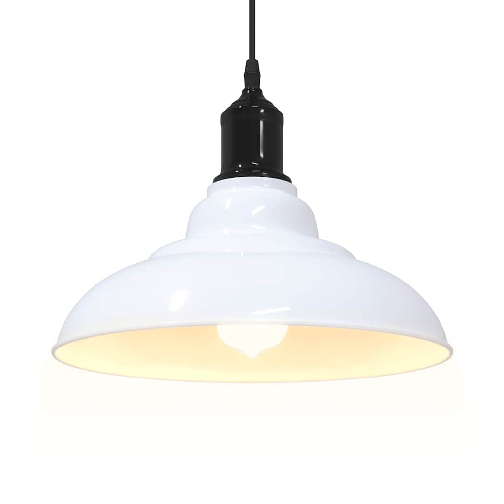 pendellampe højdejusterbar E27 Ø 31 cm metal glans hvid