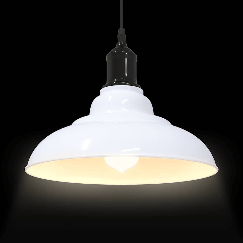 pendellampe højdejusterbar E27 Ø 31 cm metal glans hvid