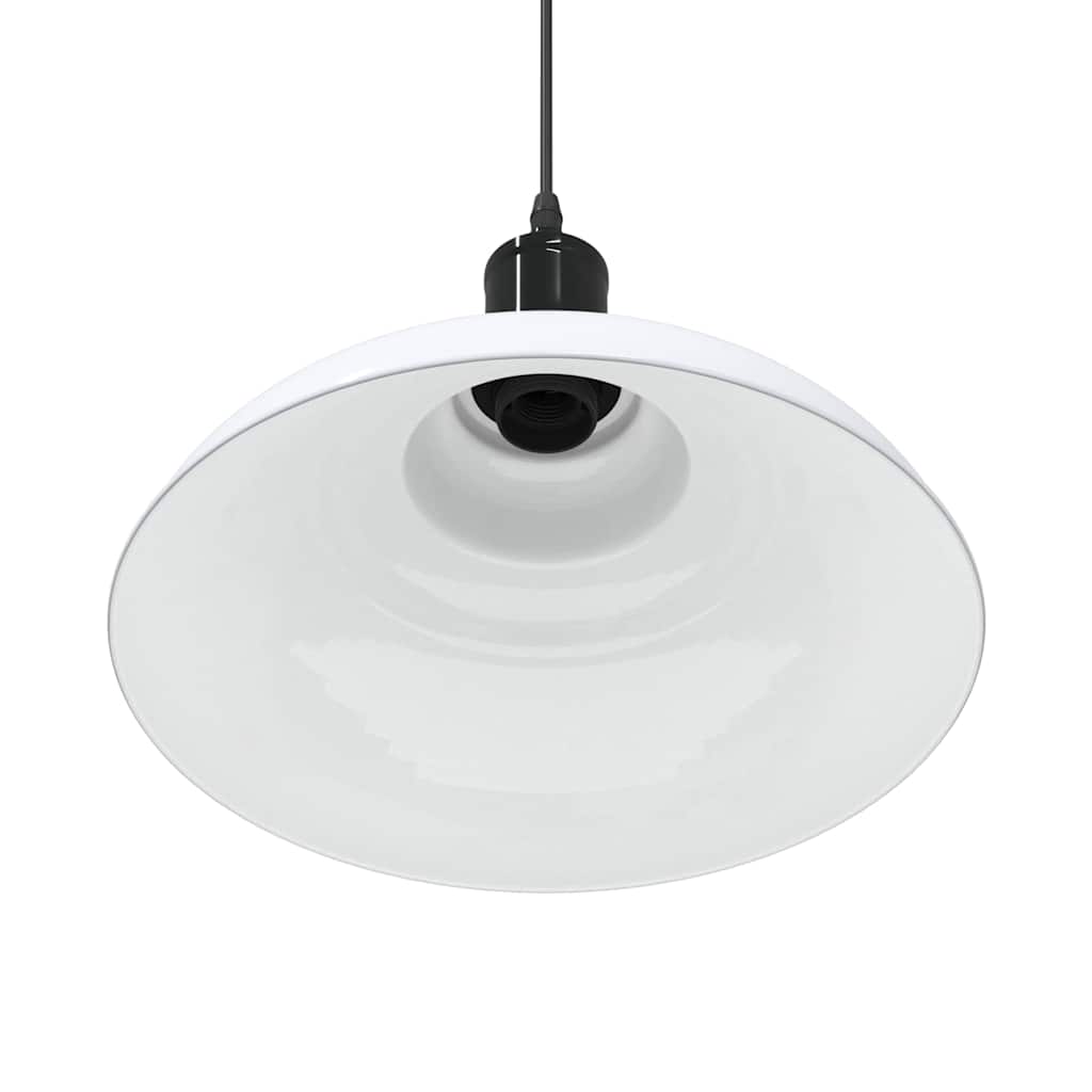 pendellampe højdejusterbar E27 Ø 31 cm metal glans hvid