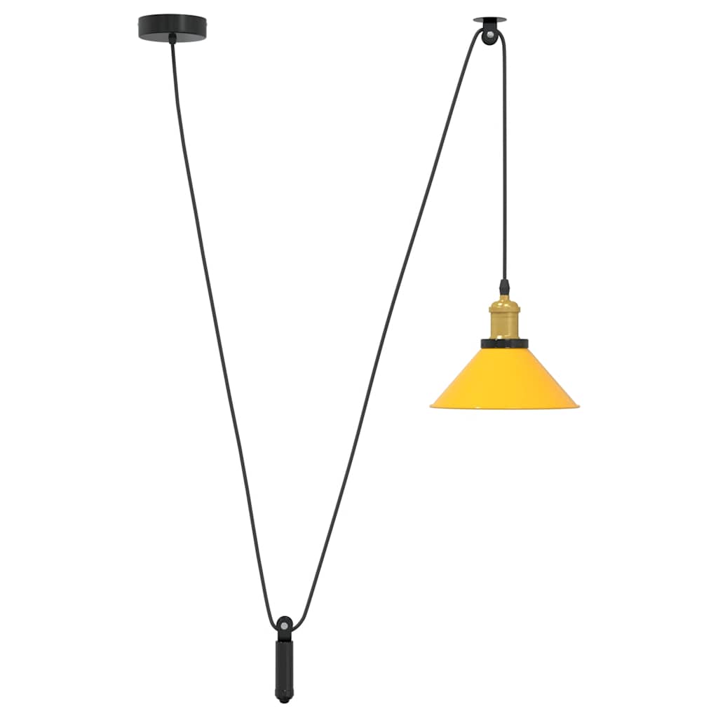 pendellampe højdejusterbar E27 Ø 22 cm metal glans gul