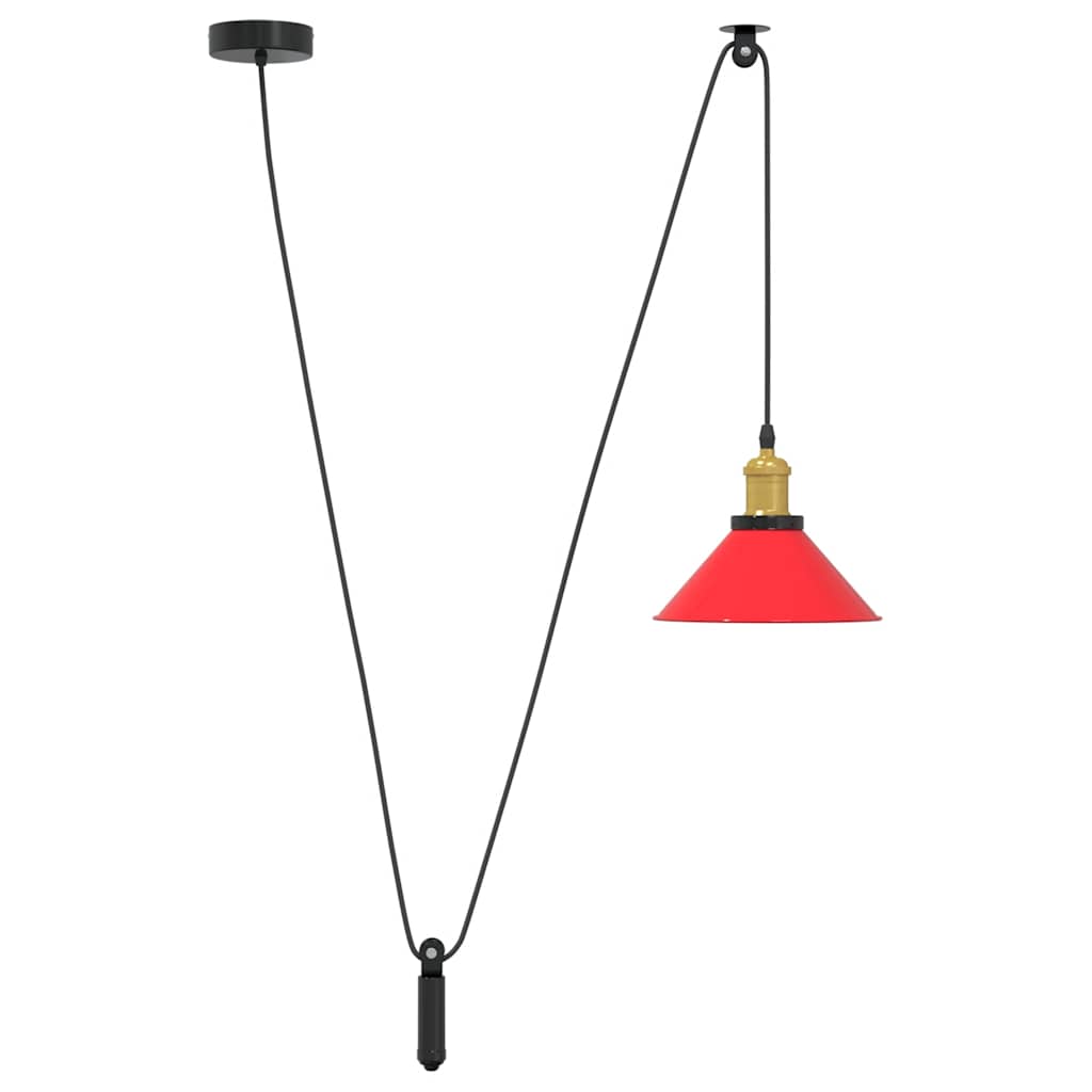 pendellampe højdejusterbar E27 Ø 22 cm metal glans rød