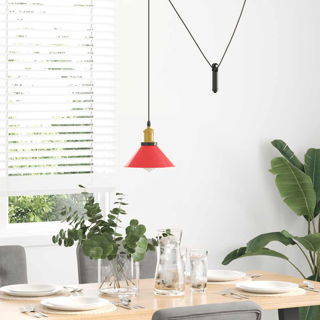 pendellampe højdejusterbar E27 Ø 22 cm metal glans rød