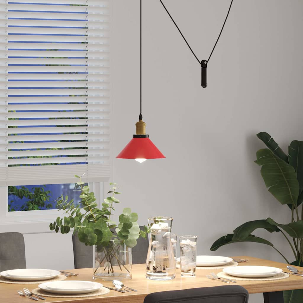 pendellampe højdejusterbar E27 Ø 22 cm metal glans rød