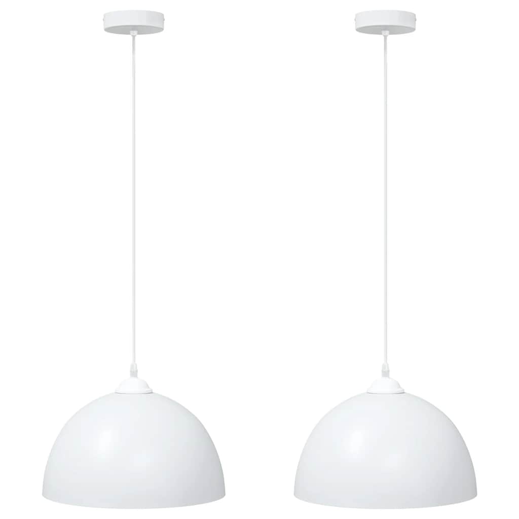 pendellamper 2 stk højdejusterbar E27 Ø 30 cm metal hvid