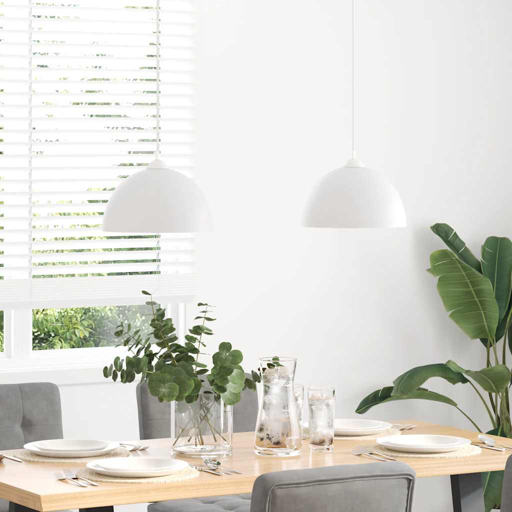 pendellamper 2 stk højdejusterbar E27 Ø 30 cm metal hvid