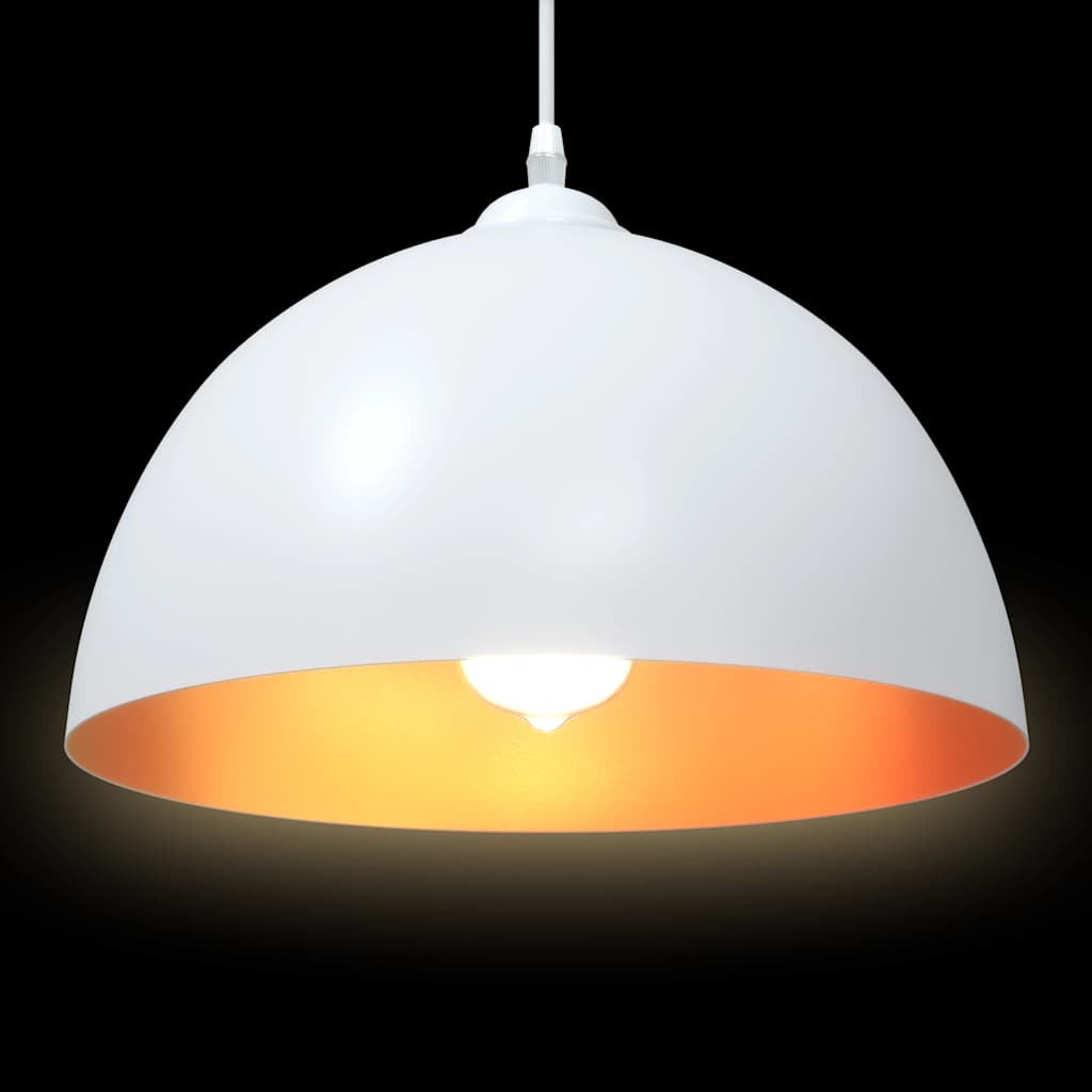 pendellamper 2 stk højdejusterbar E27 Ø 30 cm metal hvid