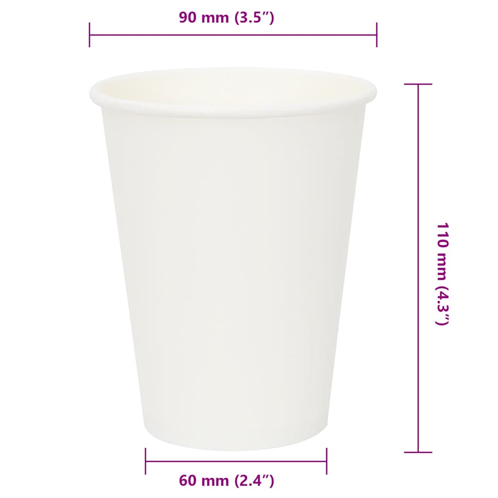 kaffekopper af papir 1000 stk. 12oz 300ml hvid