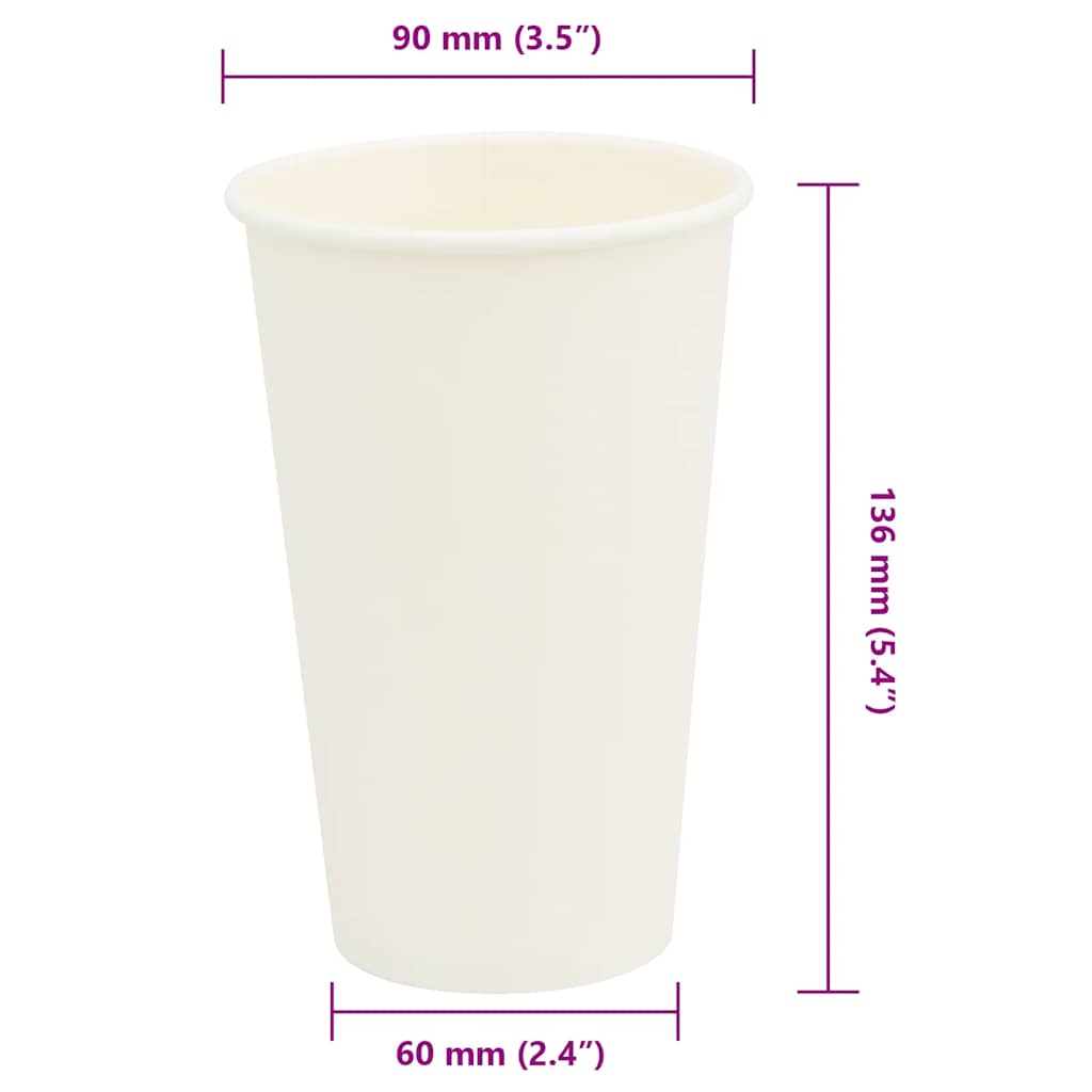kaffekopper af papir 1000 stk. 16oz 400ml hvid